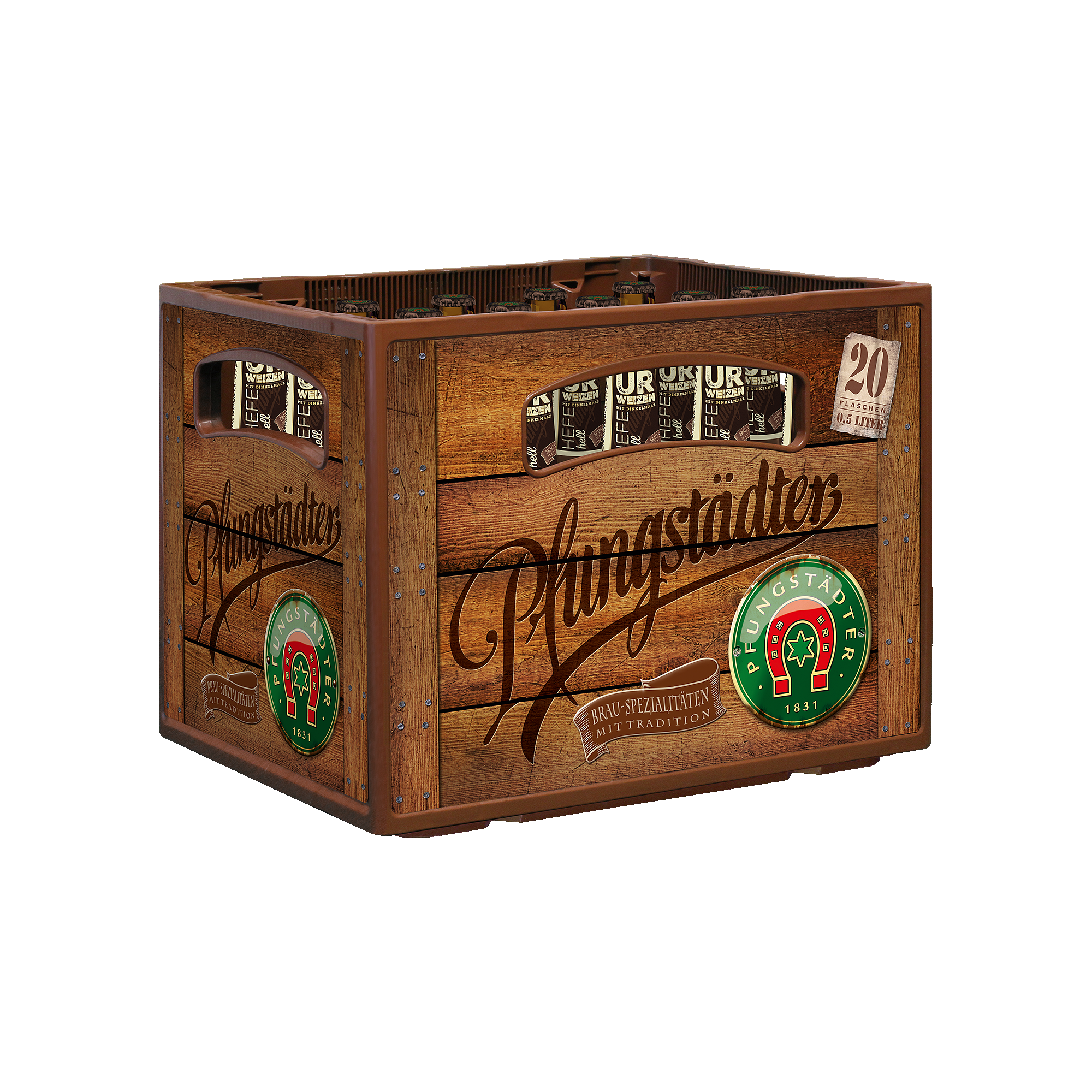 Brau-Spezialitäten - Urweizen Hefe hell - Kasten 20x0,5l - schräg