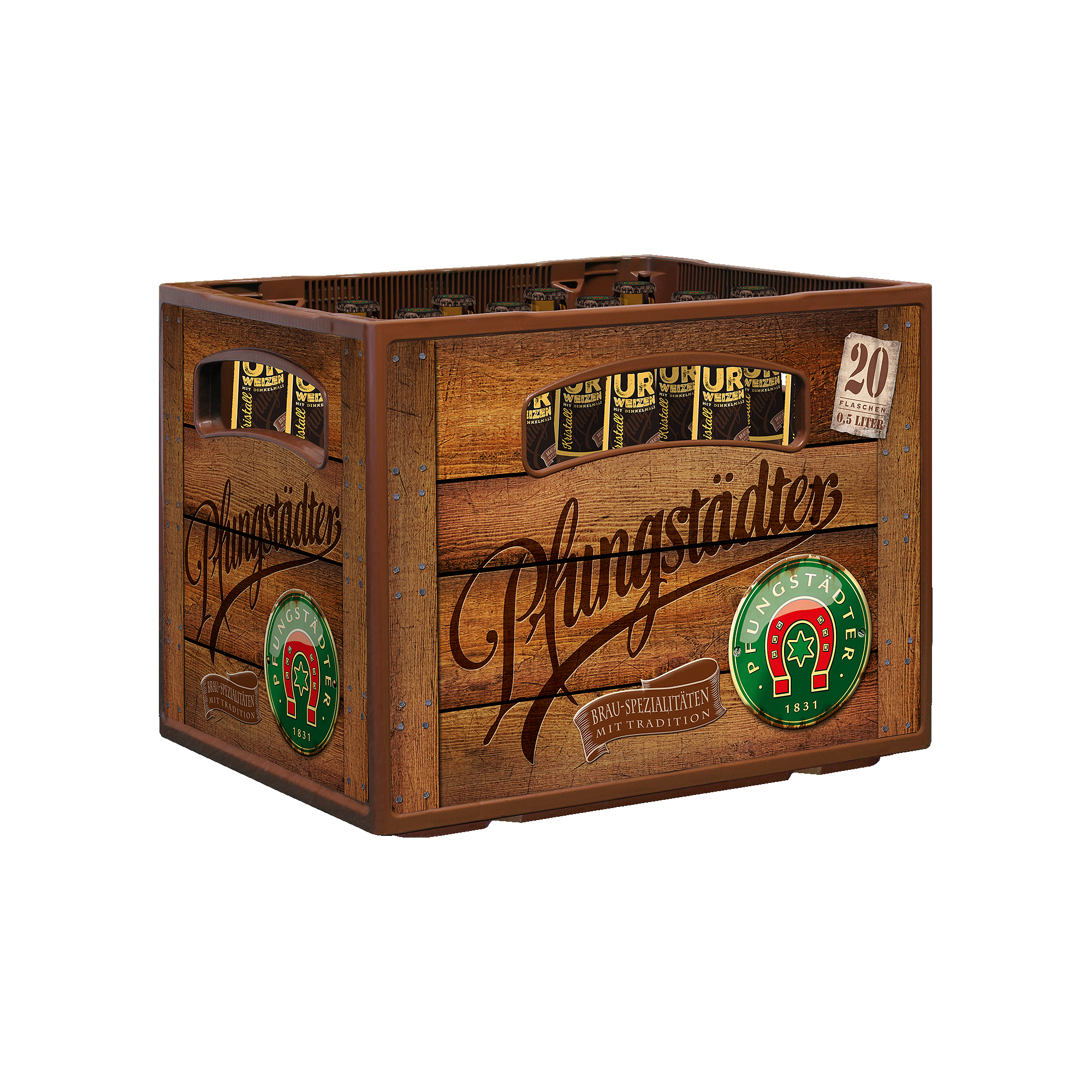 Brau-Spezialitäten - Urweizen kristall - Kasten 20x0,5l - schräg