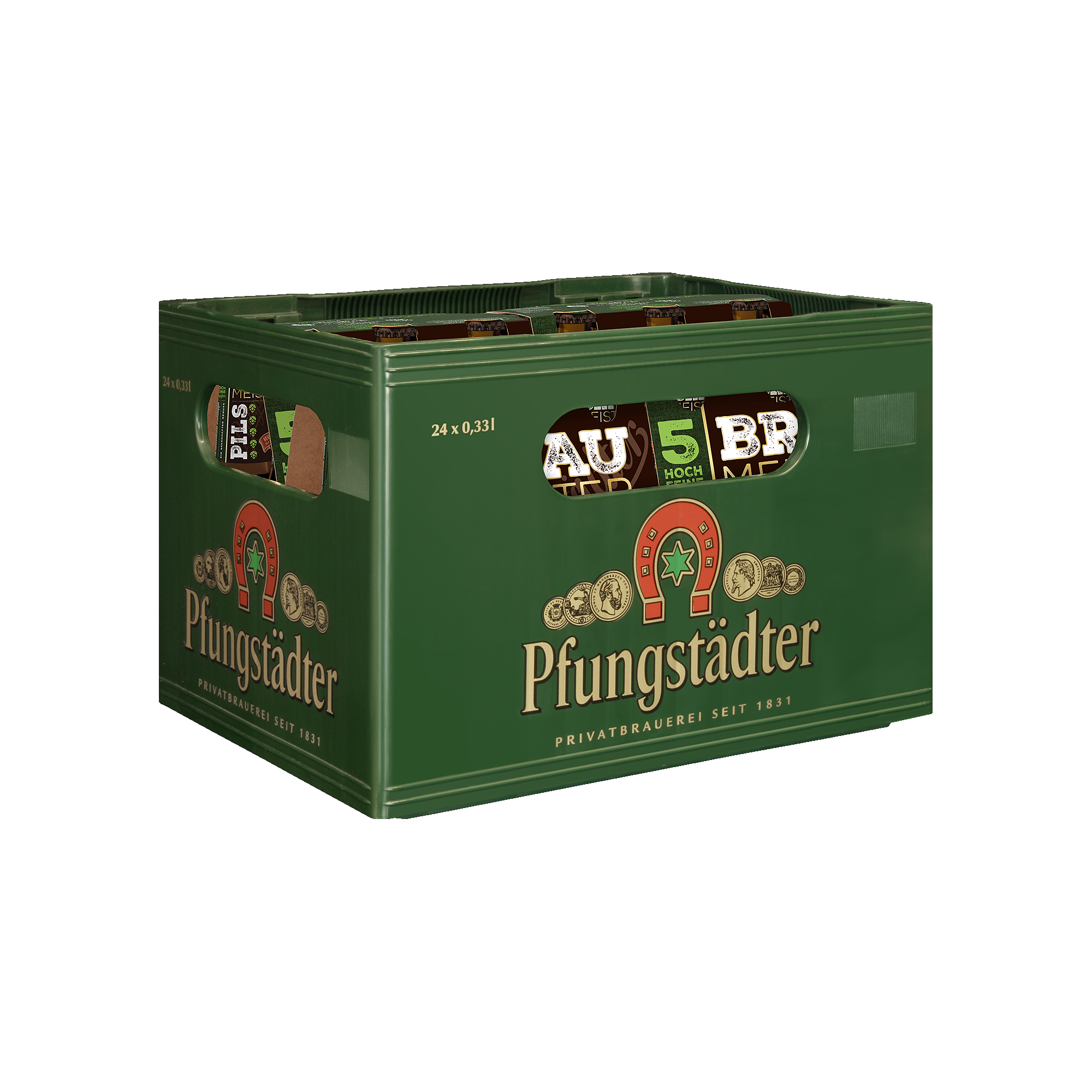 Pfungstädter Brau-Spezialitäten - Braumeister-Pils - Pinolenkasten 4x6x0,33l schräg